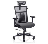 VALK Noma Office - Chaise Gaming en Maille Respirante, Chaise de Bureau Ergonomique, Accoudoirs 3D, Base Aluminium, Mécanisme Synchronisé, Siège Inclinable et Coulissant, Appui-tête (Gris/Noir)