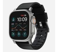 Nomad Active Band Pro Bande Noir, Argent Cuir, Acier inoxydable