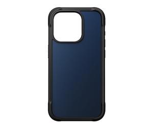 NOMAD Coque Rugged | pour iPhone 15 Pro | Coque de Protection en Polycarbonate avec Pare-Chocs en TPU | Dos en Pet Mat | Compatible MagSafe | Bleu Atlantique
