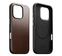 NOMAD | Étui de téléphone moderne en cuir pour iPhone 16 Pro | Design traditionnel avec MagSafe magnétique moderne | Premium Apple & Mobile Tech Essential | Cuir marron rustique