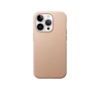 Nomad Étui en cuir moderne pour iPhone 14 Pro - Bords surélevés à 360° - Bumper en TPE - Protection contre les chutes - Chargement sans fil - Naturel
