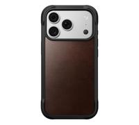 NOMAD Étui en cuir robuste | Marron rustique | Horween | Compatible avec le chargement MagSafe