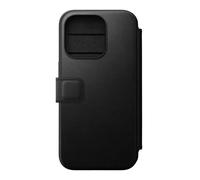 Nomad Étui portefeuille moderne en cuir pour iPhone 15 Pro, compatible avec MagSafe et chargeur sans fil, 3 emplacements pour cartes, protection antichoc à 360° - Noir