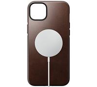 Nomad Étui moderne en cuir pour iPhone 14 Plus - Horween - Bords surélevés à 360° - Protection contre les chutes de 3 m - Chargement sans fil - Marron rustique