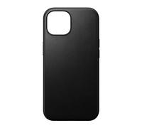 Nomad Étui moderne en cuir pour iPhone 15, compatible avec MagSafe et étui de charge sans fil, bords surélevés à 360° et protection contre les chutes - Noir