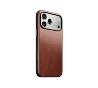 NOMAD Étui moderne en cuir | pour iPhone 17 Pro Max | Coque de protection en polycarbonate et cuir véritable de qualité supérieure | Compatible MagSafe | Olde Dublin Horween
