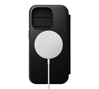 Nomad Étui portefeuille en cuir moderne pour iPhone 14 Pro Noir Étui portefeuille à rabat, 3 emplacements pour cartes, pare-chocs de protection, chargement sans fil