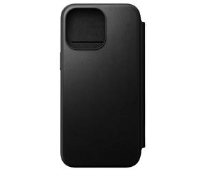 Nomad Étui portefeuille moderne en cuir pour iPhone 15 Pro Max, compatible avec MagSafe et chargeur sans fil, 3 emplacements pour cartes, protection antichoc à 360° - Noir