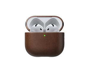 Nomad Étui pour Airpods 4 en cuir nomade marron, compatible avec les AirPods 4, compatible avec chargement Qi et MagSafe