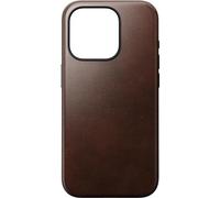 Nomad Horween Étui moderne en cuir pour iPhone 15 Pro Max avec chargeur sans fil et bords surélevés à 360° - Marron rustique