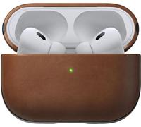 NOMAD Étui Moderne en Cuir pour Airpods Pro | Étui de Protection Robuste en Polycarbonate et Cuir véritable | Bumper TPE caoutchouté | Airpods Pro 2 | Beige Anglais