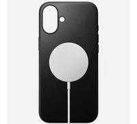 NOMAD Modern Leather Case | pour iPhone 16 | Étui de protection en polycarbonate et cuir véritable de qualité supérieure | Compatible MagSafe | Noir
