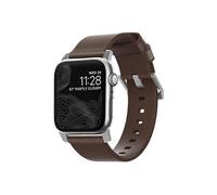 Nomad Modern Strap - Bracelet de montre pour montre intelligente - 150 - 210 mm - brun, matériel argenté - pour Apple Watch (38 mm, 40 mm)