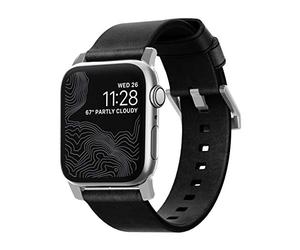 NOMAD Modern Strap for Apple Watch 44mm/42mm | Black Horween Leather | Silver Hardware