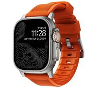 Nomad Nomad Bracelet robuste FKM Watch Series 1 t/m 11 / SE / Ultra (44/45/46/49 mm) Argent / Orange Orange