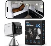 NomadEye Caméra Sans Fil pour Van à Chevaux - Vidéo 4K en Direct sur Votre Téléphone avec Vision Nocturne, Audio Bidirectionnel, Batterie 15 h, Fixation Magnétique - Aucun Wi-Fi dans le Van Nécessaire