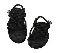 Nomadic State of Mind Sandales JC en corde pour homme et femme, unisexe, faites à la main, chaussures Jésus, sandales en paille, noir, 7-7.5 Women/5-5.5 Men