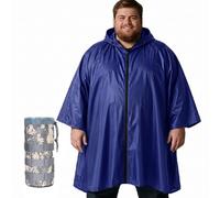 Nomadnia Poncho de pluie adulte grande taille avec capuche et fermeture éclair, poncho para lluvia, poncho tactique adulte pour camping, randonnée, bleu, XL/3XL