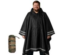 Nomadnia Poncho De Pluie Grande Taille Avec Capuche Et Bandes Réfléchistantes, Idéal Pour Camping, Randonnée, Vélo Et Pêche, Noir, XL/3XL