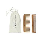 NomadPanda Set Peigne en Bois Bambou - 1 Dent Large, 1 Dents Fines, Pochette en Coton - Pour Cheveux Bouclés - Cadeau Homme/Femme - Produits Capillaires