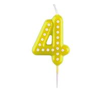 nombre bougie 4 cire 6,5 cm jaune