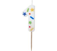 Nombre de bougies #1 | 5,5 cm Blanc confetti