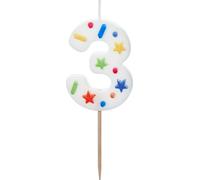Nombre de bougies #3 | 5,5 cm Blanc confetti
