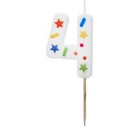 Nombre de bougies #4 | 5,5 cm Blanc confetti