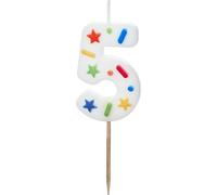 Nombre de bougies #5 | 5,5 cm Blanc confetti