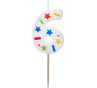 Nombre de bougies #6 | 5,5 cm Blanc confetti