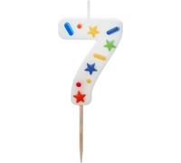 Nombre de bougies #7 | 5,5 cm Blanc confetti