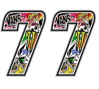 Nombre de Course 7 Sticker Bomb, Fin, 10 x 7,5 (Lot de 2)