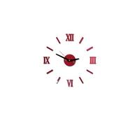 Nombres 3D Diy Romain Mur Acrylique Miroir Autocollant Horloge Décoration Intérieure Stickers Mural Rouge PL611