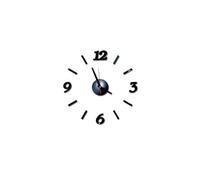 Nombres 3D Diy Romain Mur Acrylique Miroir Autocollant Horloge Décoration Intérieure Stickers Mural Noir PL608 Noir G