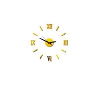 Nombres 3D Diy Romain Mur Acrylique Miroir Autocollant Horloge Décoration Intérieure Stickers Mural Or PL614
