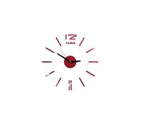 Nombres 3D Diy Romain Mur Acrylique Miroir Autocollant Horloge Décoration Intérieure Stickers Mural Rouge PL631 Rouge G