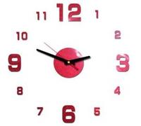 Horloge GENERIQUE Nombres 3D Diy Romain Mur Acrylique Miroir Autocollant Horloge Décoration Intérieure Stickers Mural Rouge PL635