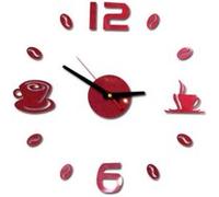 Horloge GENERIQUE Nombres 3D Diy Romain Mur Acrylique Miroir Autocollant Horloge Décoration Intérieure Stickers Mural Rouge PL615