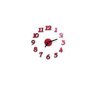 Nombres 3D Diy Romain Mur Acrylique Miroir Autocollant Horloge Décoration Intérieure Stickers Mural Rouge PL599
