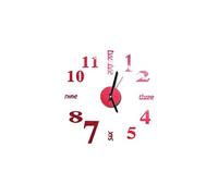 Nombres 3D Diy Romain Mur Acrylique Miroir Autocollant Horloge Décoration Intérieure Stickers Mural Rouge PL623