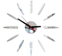 Horloge GENERIQUE Nombres 3D Diy Romain Mur Acrylique Miroir Autocollant Horloge Décoration Intérieure Stickers Mural Argent PL653