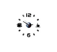 Nombres 3D Diy Romain Mur Acrylique Miroir Autocollant Horloge Décoration Intérieure Stickers Mural Noir PL616 Noir G