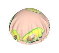 Nombreuses images d'avocats imprimées,Bonnet de douche/bonnet de nuit double couche imperméable et élastique, bonnet de bain réutilisable