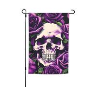 Nombreux drapeaux de jardin violets avec imprimé crâne rose 30,5 x 45,7 cm toutes saisons drapeau extérieur cour décoration pour patios