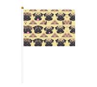 Nombreux mini drapeaux mignons en forme de carlin pour jeux de sport et festivals, décoration de défilé 14 x 20,8 cm