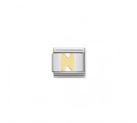 Nomination - 030101 - Maillon pour Bracelet composable Mixte - Lettre - Initiale - Acier inoxydable et Or Jaune 18 CTS