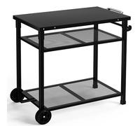nomiou Chariot de barbecue en métal à 3 étages - Plancha d'extérieur - Chariot à roulettes - Étanche - Plan de travail - 85 x 51 cm
