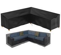 Nomiou Housse de Protection pour Meubles de Jardin en Forme de L - Imperméable - en rotin - pour canapé d'angle - pour Salon - 215 x 215 x 80 x 85 cm