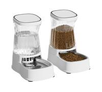 Nomipaw Distributeur d'eau & Distributeur de Croquettes Pour Chat Chien 3.85L Automatique Par Gravité Bol en Acier Inoxydable Blanc