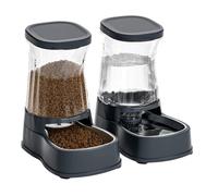 Nomipaw Distributeur d'eau & Distributeur de Croquettes Pour Chat Chien 3.85L Automatique Par Gravité Bol en Acier Inoxydable -Gris